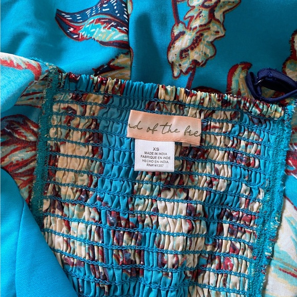 Land of the Free Turquoise Blue Tropical Print Spaghetti Strap High Low Dress XS - Picture 6 of 9